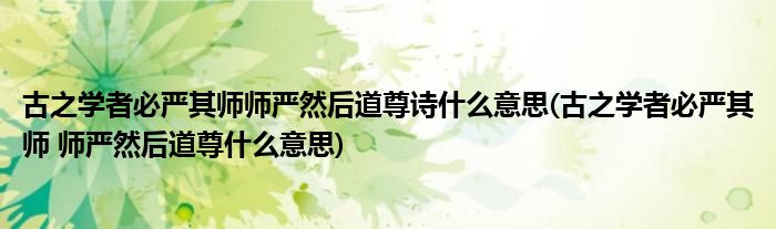 古之学者必严其师师严然后道尊诗什么意思(古之学者必严其师 师严然后道尊什么意思)