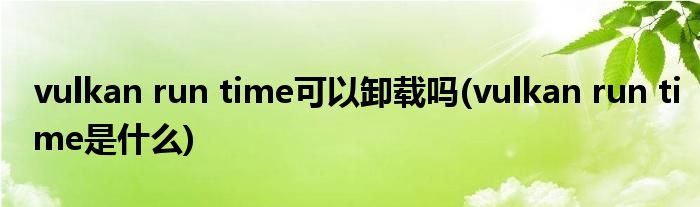 vulkan run time可以卸载吗(vulkan run time是什么)