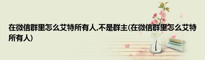 在微信群里怎么艾特所有人,不是群主(在微信群里怎么艾特所有人)
