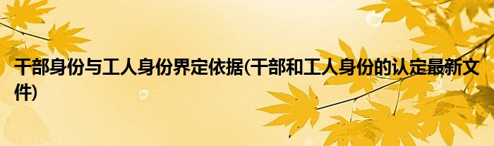 干部身份与工人身份界定依据(干部和工人身份的认定最新文件)