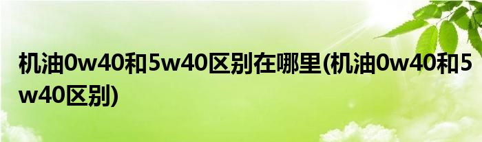 机油0w40和5w40区别在哪里(机油0w40和5w40区别)