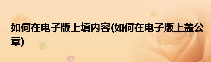 如何在电子版上填内容(如何在电子版上盖公章)