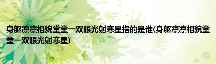 身躯凛凛相貌堂堂一双眼光射寒星指的是谁(身躯凛凛相貌堂堂一双眼光射寒星)