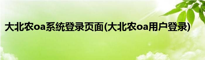 大北农oa系统登录页面(大北农oa用户登录)