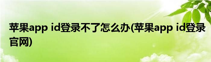 苹果app id登录不了怎么办(苹果app id登录官网)