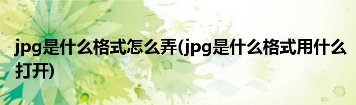jpg是什么格式怎么弄(jpg是什么格式用什么打开)