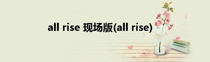 all rise 现场版(all rise)