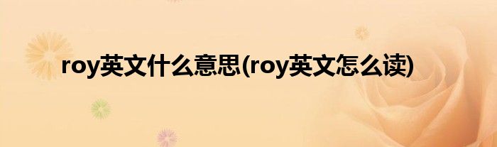 roy英文什么意思(roy英文怎么读)