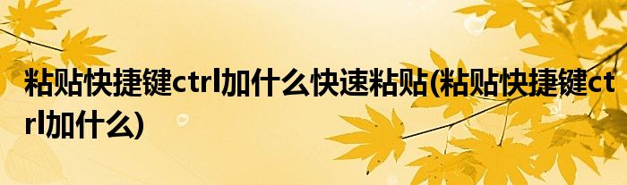 粘贴快捷键ctrl加什么快速粘贴(粘贴快捷键ctrl加什么)