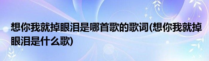 想你我就掉眼泪是哪首歌的歌词(想你我就掉眼泪是什么歌)