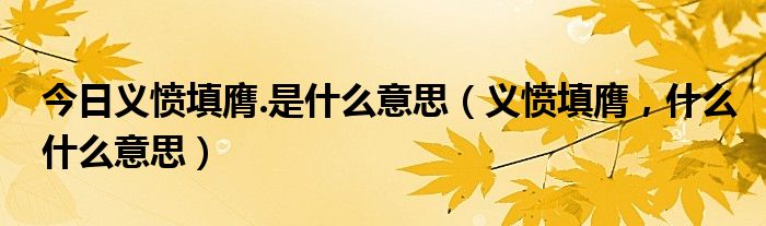 今日义愤填膺.是什么意思（义愤填膺，什么什么意思）