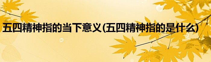 五四精神指的当下意义(五四精神指的是什么)