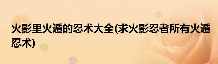 火影里火遁的忍术大全(求火影忍者所有火遁忍术)