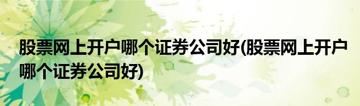 股票网上开户哪个证券公司好(股票网上开户哪个证券公司好)