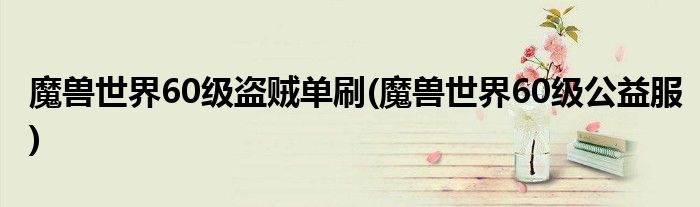 魔兽世界60级盗贼单刷(魔兽世界60级公益服)