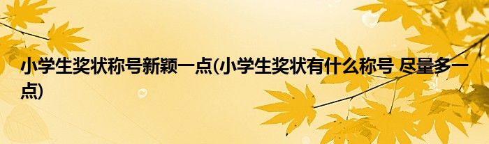 小学生奖状称号新颖一点(小学生奖状有什么称号 尽量多一点)