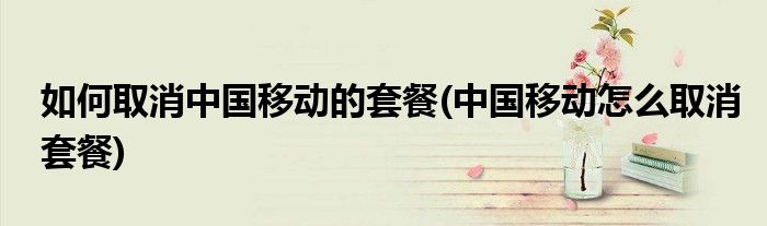 如何取消中国移动的套餐(中国移动怎么取消套餐)