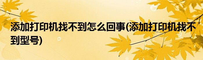 添加打印机找不到怎么回事(添加打印机找不到型号)