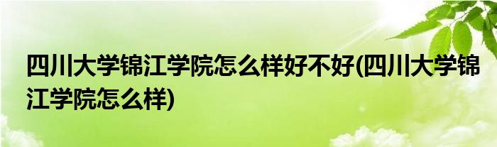 四川大学锦江学院怎么样好不好(四川大学锦江学院怎么样)