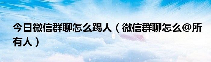 今日微信群聊怎么踢人（微信群聊怎么@所有人）