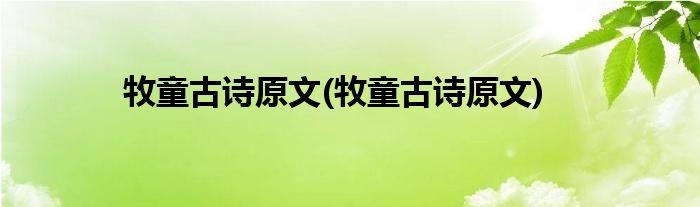 牧童古诗原文(牧童古诗原文)