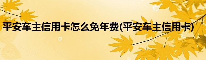 平安车主信用卡怎么免年费(平安车主信用卡)