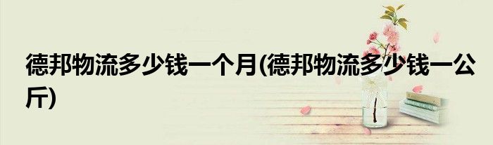 德邦物流多少钱一个月(德邦物流多少钱一公斤)