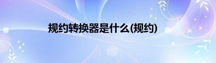 规约转换器是什么(规约)