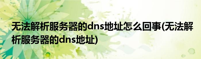 无法解析服务器的dns地址怎么回事(无法解析服务器的dns地址)