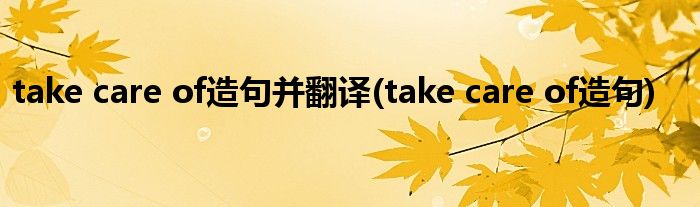 take care of造句并翻译(take care of造句)