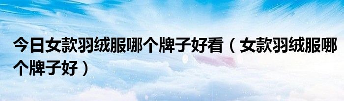 今日女款羽绒服哪个牌子好看（女款羽绒服哪个牌子好）