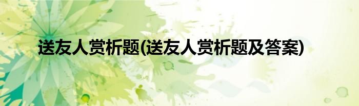 送友人赏析题(送友人赏析题及答案)