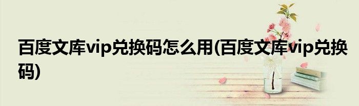 百度文库vip兑换码怎么用(百度文库vip兑换码)