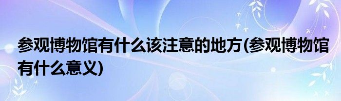 参观博物馆有什么该注意的地方(参观博物馆有什么意义)