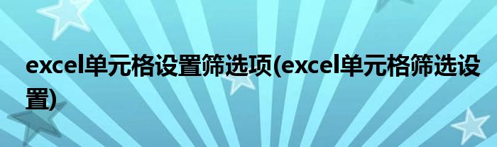 excel单元格设置筛选项(excel单元格筛选设置)