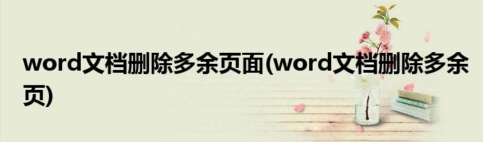 word文档删除多余页面(word文档删除多余页)