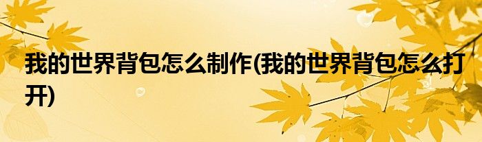 我的世界背包怎么制作(我的世界背包怎么打开)