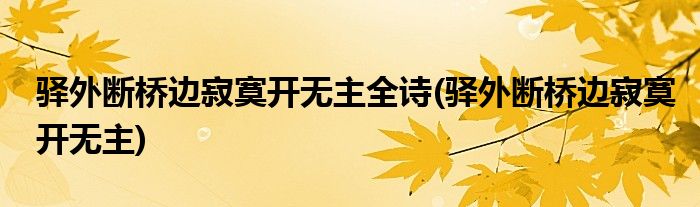 驿外断桥边寂寞开无主全诗(驿外断桥边寂寞开无主)