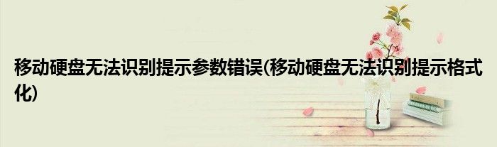 移动硬盘无法识别提示参数错误(移动硬盘无法识别提示格式化)