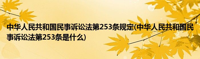 中华人民共和国民事诉讼法第253条规定(中华人民共和国民事诉讼法第253条是什么)
