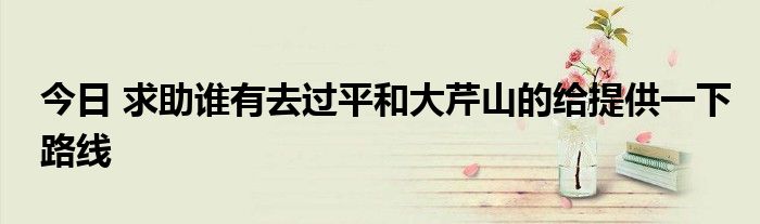 今日 求助谁有去过平和大芹山的给提供一下路线