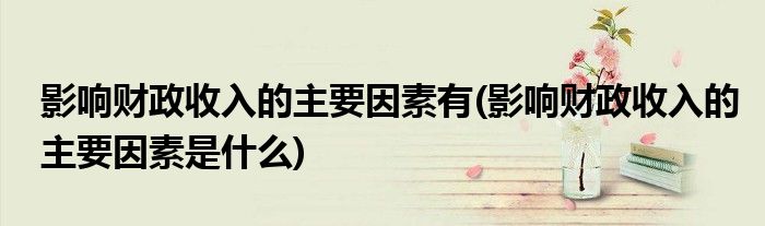 影响财政收入的主要因素有(影响财政收入的主要因素是什么)