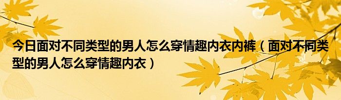 今日面对不同类型的男人怎么穿情趣内衣内裤（面对不同类型的男人怎么穿情趣内衣）