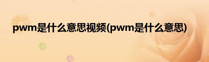pwm是什么意思视频(pwm是什么意思)