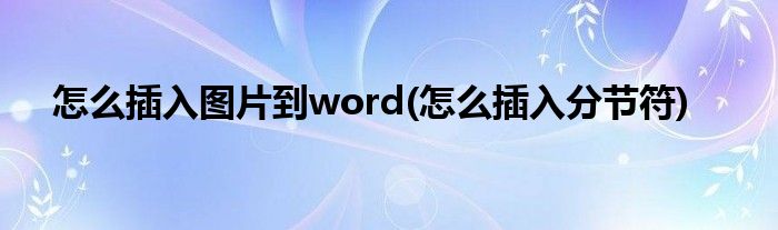 怎么插入图片到word(怎么插入分节符)