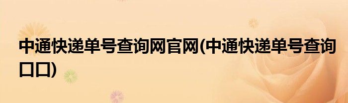 中通快递单号查询网官网(中通快递单号查询口口)