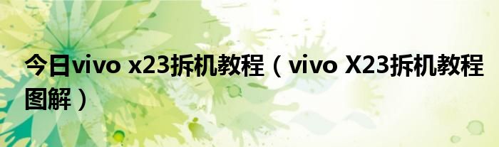 今日vivo x23拆机教程（vivo X23拆机教程图解）