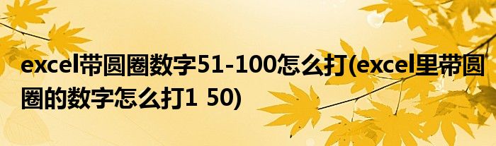 excel带圆圈数字51-100怎么打(excel里带圆圈的数字怎么打1 50)