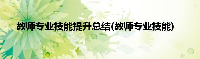 教师专业技能提升总结(教师专业技能)