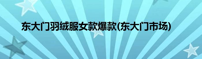 东大门羽绒服女款爆款(东大门市场)